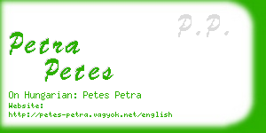 petra petes business card